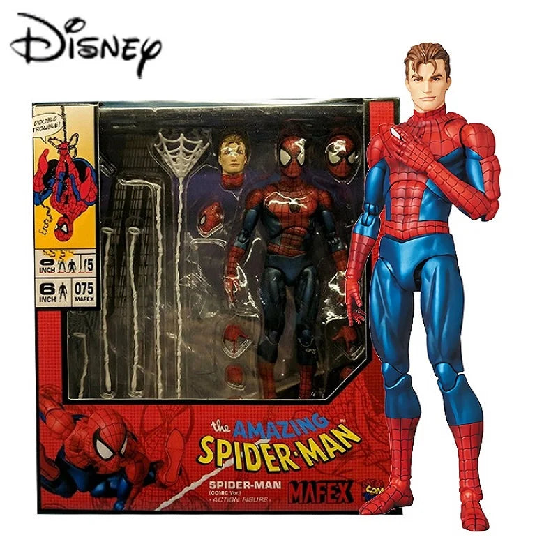 Disney Mafex 075 Spiderman Action Figure 16cm High Quality Spider Man