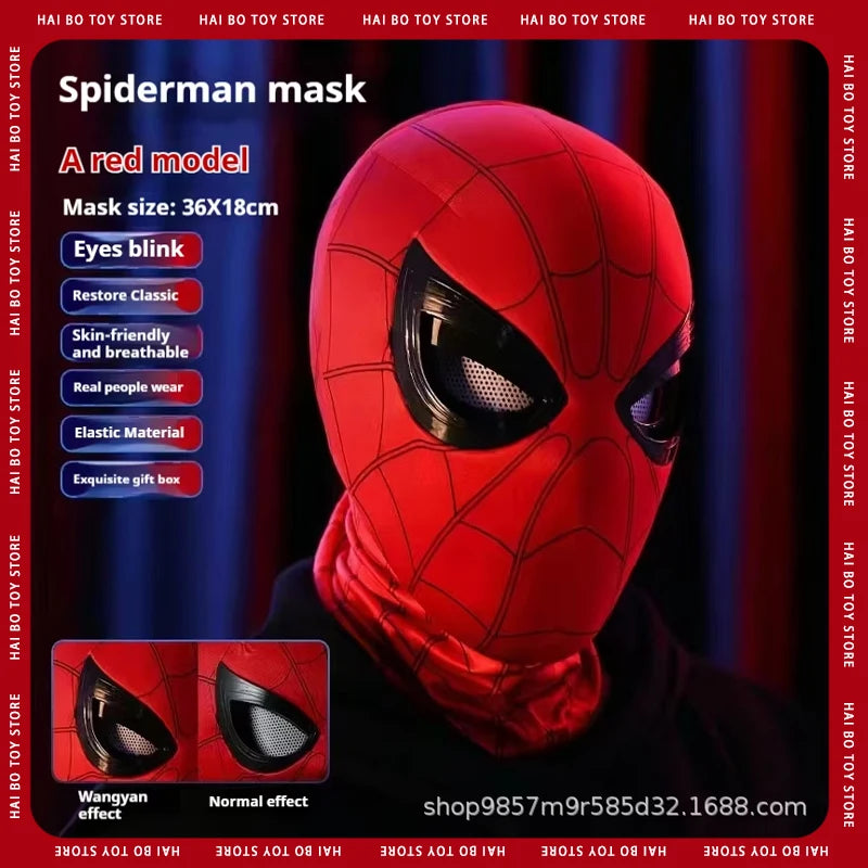 Spiderman Mascara Headgear Cosplay Moving Eyes Electronic Mask Spider