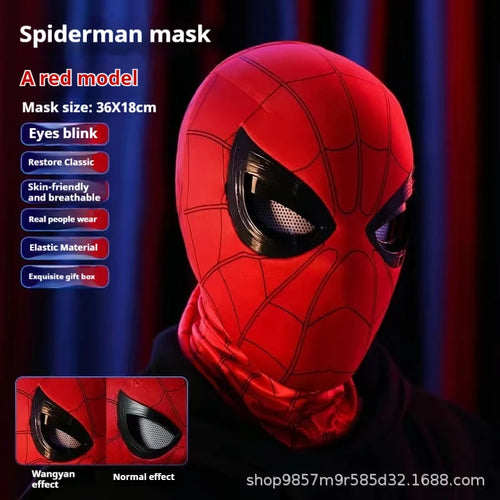 Spiderman Mascara Headgear Cosplay Moving Eyes Electronic Mask Spider
