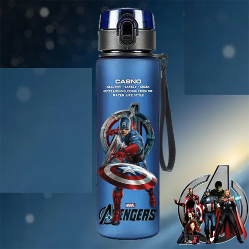 Spiderman Hulk Anime Water Bottle iron Man Captain America Boys