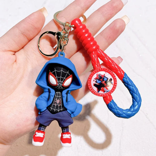 Cartoon Spiderman Silicone Keychains Marvel Superhero Pendant Keyrings