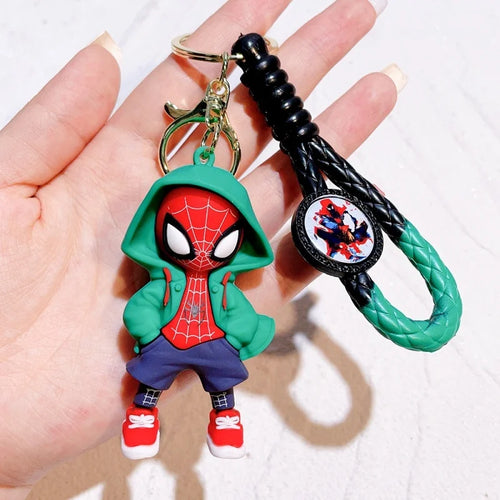 Cartoon Spiderman Silicone Keychains Marvel Superhero Pendant Keyrings