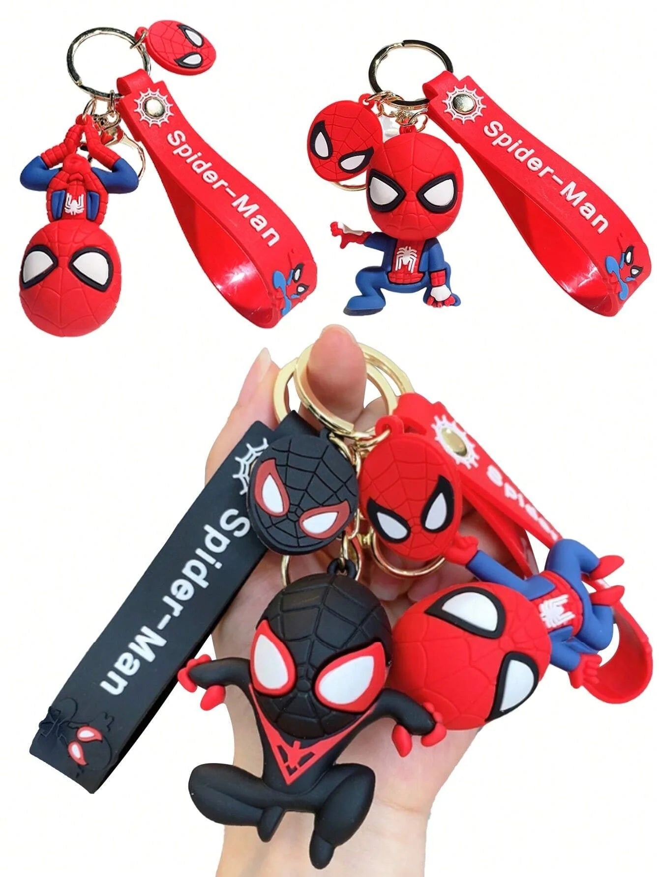 1pc Superhero Spidermanes Keychains Cartoon Spider Man Doll Keyrings