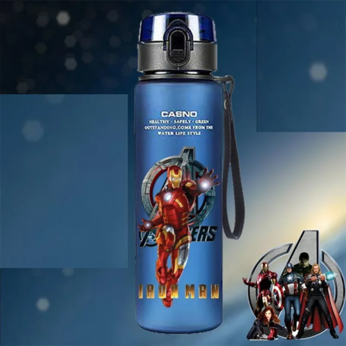 Spiderman Hulk Anime Water Bottle iron Man Captain America Boys