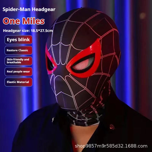 Spiderman Mascara Headgear Cosplay Moving Eyes Electronic Mask Spider