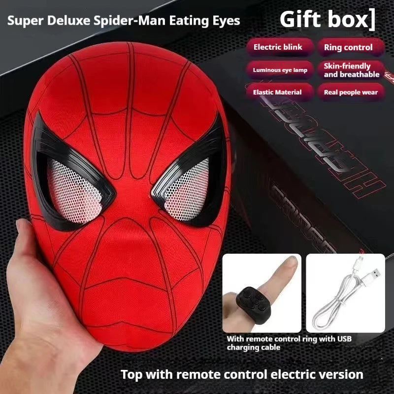 Spiderman Mascara Headgear Cosplay Moving Eyes Electronic Mask Spider