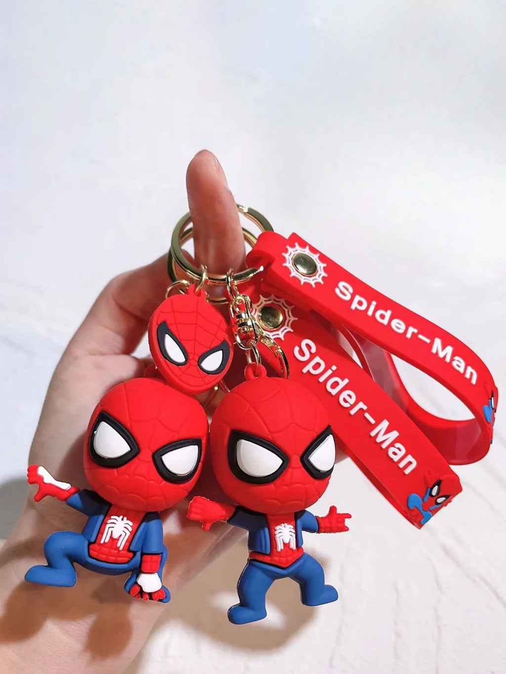 1pc Superhero Spidermanes Keychains Cartoon Spider Man Doll Keyrings