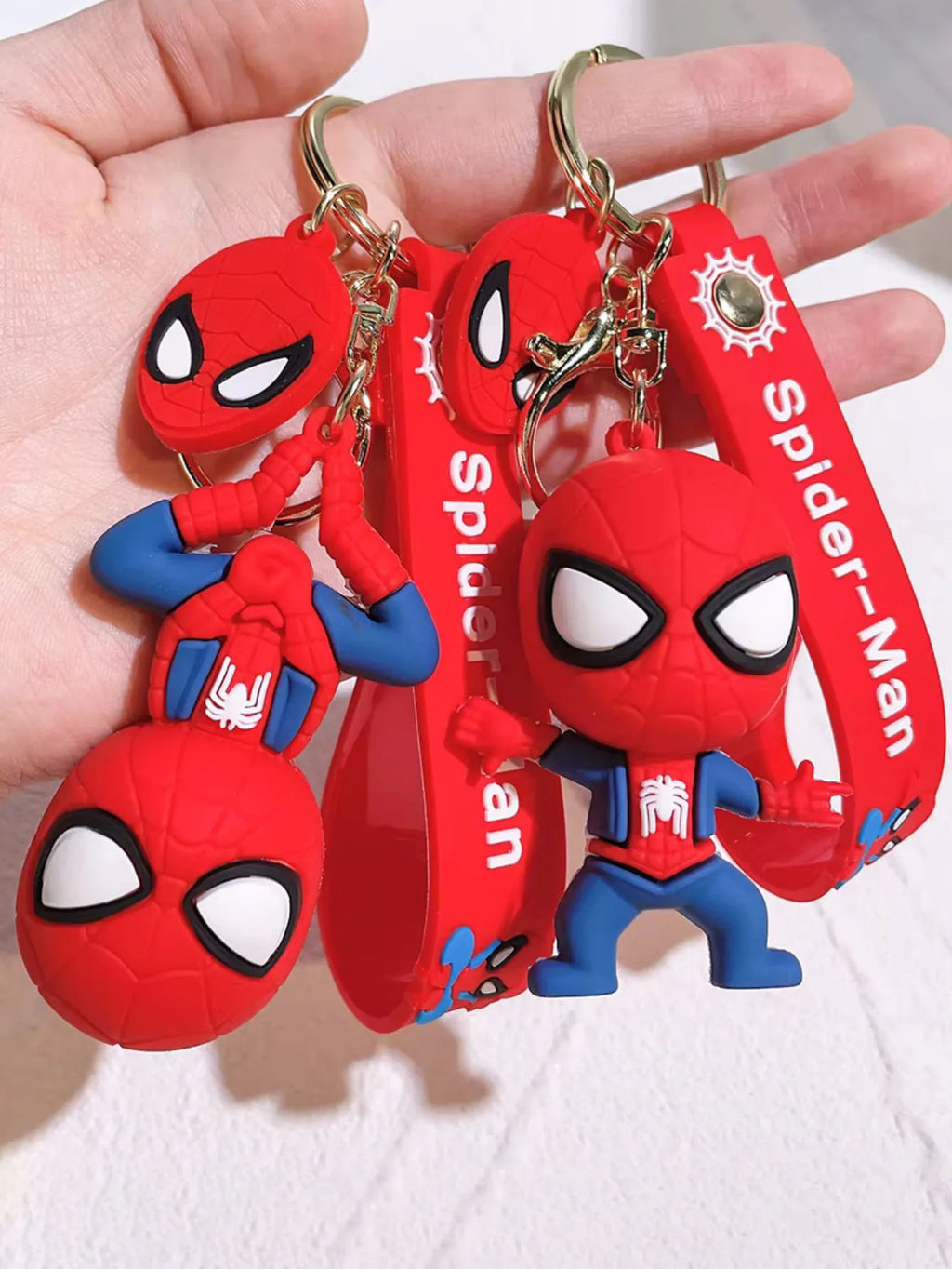 1pc Superhero Spidermanes Keychains Cartoon Spider Man Doll Keyrings